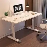 Manual Crank Standing Desk, Height Adjustable Computer Sit-Stand Study Hand Lifting Writing Table for Bedroom, Living Room(White,31.5 * 23.6in)