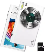4K Autofocus Vlogging Camera, 48MP Compact Digital Camera with 16X Zoom