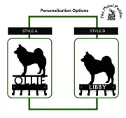 Norwegian Elkhound Personalized Key Hanger and Leash Holder - 5 Hooks