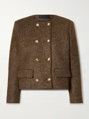 [Nili Lotan] Nili Lotan - Melanie Cropped Checked Wool-blend Jacket - Brown - US0 US 0 Brown