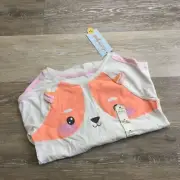 "NEW" CAT & JACK Round Neck Dog Print White 3/4 Sleeves Shirt Girl's Size 7-8 M