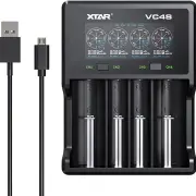XTAR VC4SL Intellegent LCD Battery Charger USB C QC3.0 Fast Charge 1.2V Ni-MH AAA AA Batteries Rechargeable Li ion 18650
