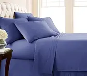 [Southshore Fine Living, Inc.] Premium Collection, 6-Piece King Bedding Sheets Set, Fitted and Flat Sheet Set with 16-Inch Deep Pocket King Sheet, Blue Pillow Cases, Denim Blue Sheets