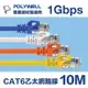 POLYWELL CAT6 高速乙太網路線 UTP 1Gbps 10M 紅色 綠色 黑色