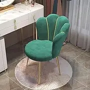 Vanity Stool Chair for Makeup Room, Velvet Dressing Table Stool, Accent Chair for Bedroom with Metal Legs, Makeup Vanity Chair Bench Leisure Armchair for Living Room(Color:Green)