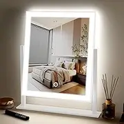 (30cm, White) - Lighted Makeup Mirror Hollywood Mirror Vanity Makeup Mirror with Lights Smart Touch Control 3-Gear Dimable Light 360CRotation (30cm, White)