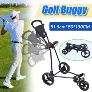 Golf Buggy Trolley Cart Push Pull Foldable Footbrake 3 Removable Wheel Mesh Bag