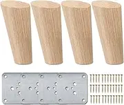 7 inch / 18cm Wooden Furniture Legs, La Vane Set of 4 Solid Wood Oblique Tapered Furniture Replacement Feet with Mounting Plate & Screws for Sofa TV Cabinet Bed Dining Table