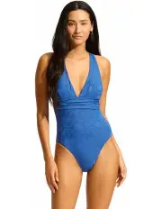 [Seafolly] Oasis Cross back One Piece in Ultramarine