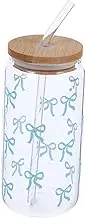 Ciieeo Glass Cups with Lids and Straws Drinking Glasses for Coffee Bar Accessories Cups Glass Tumbler Leak Proof Dishwasher Safe