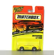 MATCHBOX SUPERFAST #28 - YELLOW - MITSUBISHI SPYDER CAR - MINT ON CARD 1995