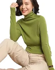 [Zozogag] Women's Warm Sweater Knitting Jumper Female Sweater Cashmere Merino Wool Turtleneck Sweater