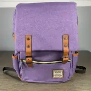 UGrace Backpack Laptop Travel ~ USB Charging Port Purple Canvas Water Resistant.