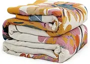 [MSGKV] Boho Throw Blanket King Size Warm Blanket for Couch and Sofa Blankets Cover for Living Room Blanket Throw Blanket Summer Cozy Bed Quilt(D-Flower and Butterfly, 108" x 90"(King))
