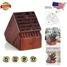 Elegant 25-Slot Acacia Wood Knife Block with Rubber Feet - Easy Kitchen Access