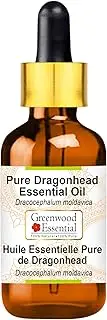 Greenwood Essential Pure Dragonhead Essential Oil (Dracocephalum moldavica) with Glass Dropper Steam Distilled 50ml (1.69 oz)