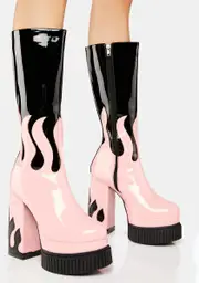 [Lamoda] Pink & Black Ignite Platform Boots