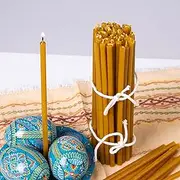 100% Beeswax Taper Candles 6.7x0.22” (50-Pack) - Beeswax Tapered Candles with Honey Scent and Cotton Wicks - Deep Yellow Beeswax Candles Tapers Catholic Unity Candle Set for Weddings