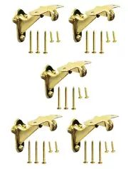 5 Pack Gold Handrail Brackets for Stairway Wall Mount Railing Holders w Screws