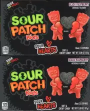 Lot of 2 Sour Patch Kids Sour Hearts Black Raspberry 3.08oz (6.16oz Total)