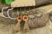 6 PC Earring Set Bronze-tone Boho Exaggerated Dangle Drop New Free Ship B1600