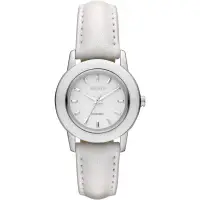 在飛比找Yahoo奇摩購物中心優惠-DKNY 純白魅力皮革腕錶(NY8638)-白/30mm