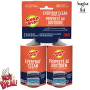 Scotch-Brite Everyday Clean Lint Rollers, 2 Rollers, 100 Sheets Per Roller!!
