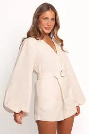 [PUP3] Cassian Belted Playsuit - Tan Swirl XS tan