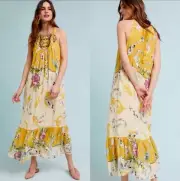 NWT Anthropologie Paradiso Koi Fish Embroidered Maxi Dress, Size XS