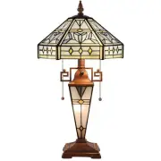 Capulina Tiffany Table Lamp 3-Light Mother-Daughter Vase Mission Hexagon Styl...