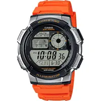 在飛比找PChome24h購物優惠-CASIO 卡西歐 10年電力手錶-橘 AE-1000W-4