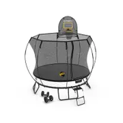 Springfree Compact Round Trampoline 8 ft - Moving Accessory Bundle Basketball Hoop, Ladder and Wheels