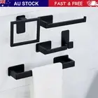 Matt Black Square SUS304 Hand Towel Hook Wall Mount Roll Holder Rack Bar Rail AU