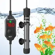 AquaMiralce 200W Aquarium Heater with Compact Size, Submersible Fish Tank Heater with LED Digital Display Thermostat, Adjustable Fish Heater Turtle Heater for 30-40 Gallon Tanks