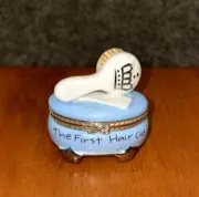 First Haircut Trinket Box Mud Pie Blue Silver Tone Baby Boy