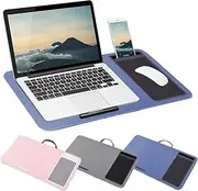 Multi Functional Lap Desk Station with Cushion Mouse Pad Comfortable Stable for All Situations, Fits 17” Laptops (Blue)