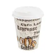 Amazon Basics to Go Hot Paper Coffee Cups with Lids, 12 oz, Café White