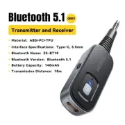 Bluetooth 5.1 Audio Receiver Transmitter 3.5mm AUX Adapter Mic for PC TV Car