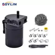 Universal Black Aluminum Baffled Oil Catch Can Tank Reservoir Breather+ Fittings (for: Smart)