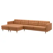 LANDSKRONA 5-seat sofa, with chaise longues/Grann/Bomstad golden-brown/metal