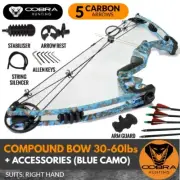 Blue Compound Bow Cobra Hunting 30 to 60lbs pounds Arrow Archery CAMO Right Hand