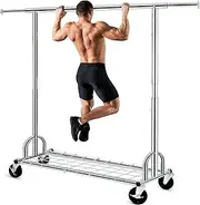 HOKEEPER Clothing Garment Rack Capacity 450 lbs Clothing Racks on Wheels Rolling Clothes Rack for Hanging Clothes Heavy Duty Collapsible Commercial