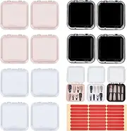 NICENEEDED 12 Pcs Press on Nail Storage Box, Fake Nails Packing Cases, Plastic Artificial Nail Display Boxes Acrylic Nail Organizer with Adhesive Double Sided Tape for Home DIY Nail Salon