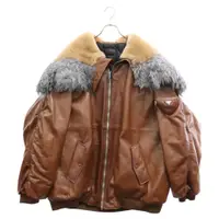 在飛比找蝦皮購物優惠-PRADA帶子 夾克Bomber棕色 皮革 日本直送 二手