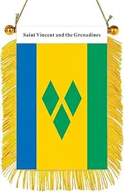 Saint Vincent & The Grenadines Flag Rearview Mirror Banner, 4x6 inches