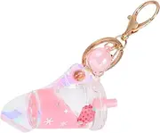 [COLLBATH] Quicksand Keychain Key Holder Key Chain Trendy Purse Unicorn Keychain Cat Keychain Wrist Bands Creative Quicksand Key Ring Key Accessory Key Ring Holder Quicksand Liquid White