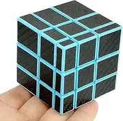 CuberSpeed Fangge Mirror Blue with Black Carbon Fiber Stickers 3x3 Magic Cube Mirror Blocks Blue Speed Cube