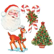 Christmas Party Supplies 4 Assorted Christmas Cutouts- Discontinued