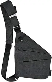 [TOLOG] Fashion Digital Shoulder Bag Men Multi-functional Crossbody Backpack Anti-theft Gun Chest Bag, Dark Grey Left Hand, Left Hand, Slim Sling Bag
