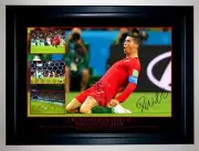 CRISTIANO RONALDO 2018 WORLD CUP 'HAT-TRICK' SIGNED PHOTO COLLAGE PRINT/FRAMED